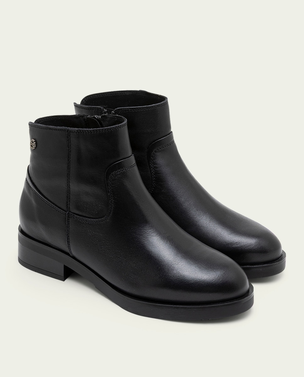 Botines de mujer de piel con cremallera - Porronet - Negro Negro-3