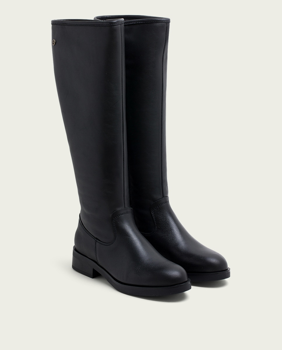 Bota alta de mujer de piel con cremallera - Porronet - Negro Negro-2
