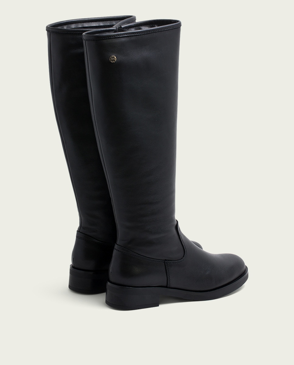 Bota alta de mujer de piel con cremallera - Porronet - Negro Negro-3