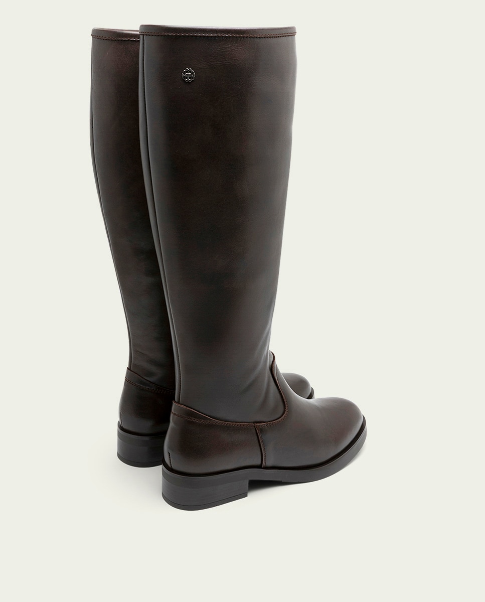 Bota alta de mujer de piel con cremallera - Porronet - Moka Moka-3