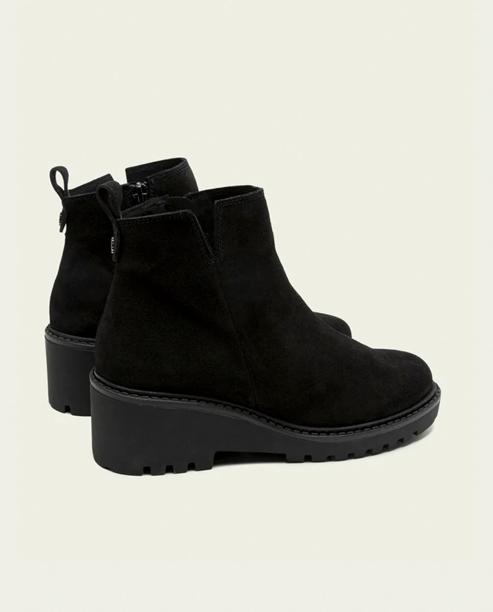 Botines de mujer de serraje con cremallera - Porronet - Negro Negro-2