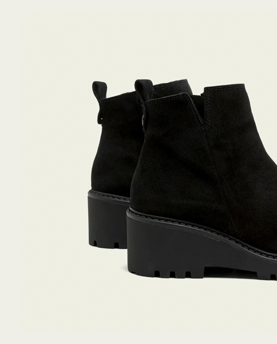 Botines de mujer de serraje con cremallera - Porronet - Negro Negro-5