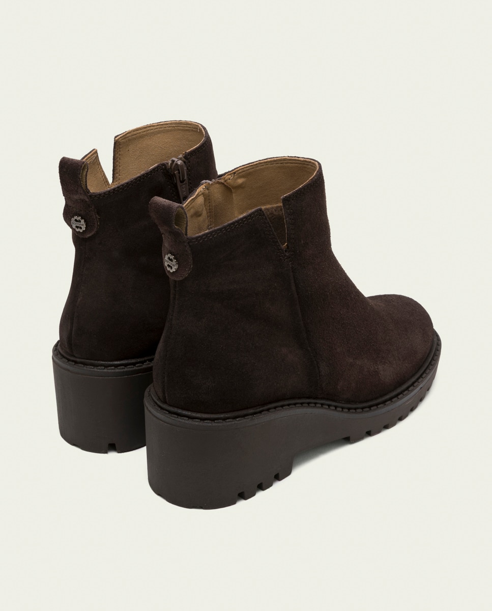 Botines de mujer de serraje con cremallera - Porronet - Moka Moka-2