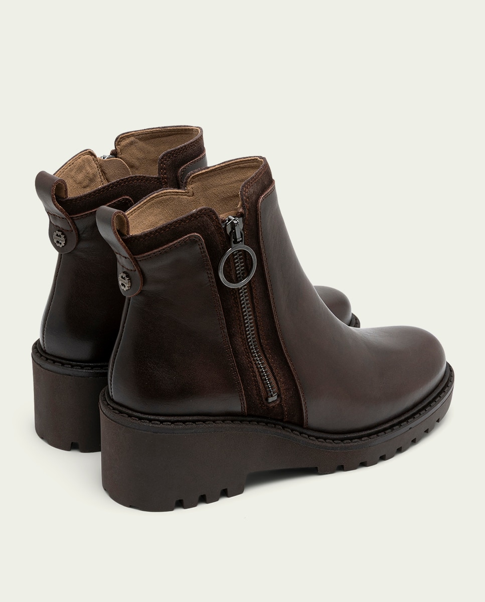 Botines de mujer de serraje con cremallera - Porronet - Moka Moka-2