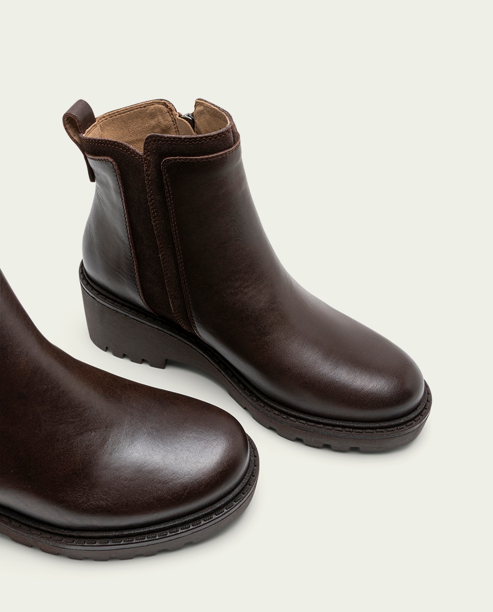 Botines de mujer de serraje con cremallera - Porronet - Moka Moka-4