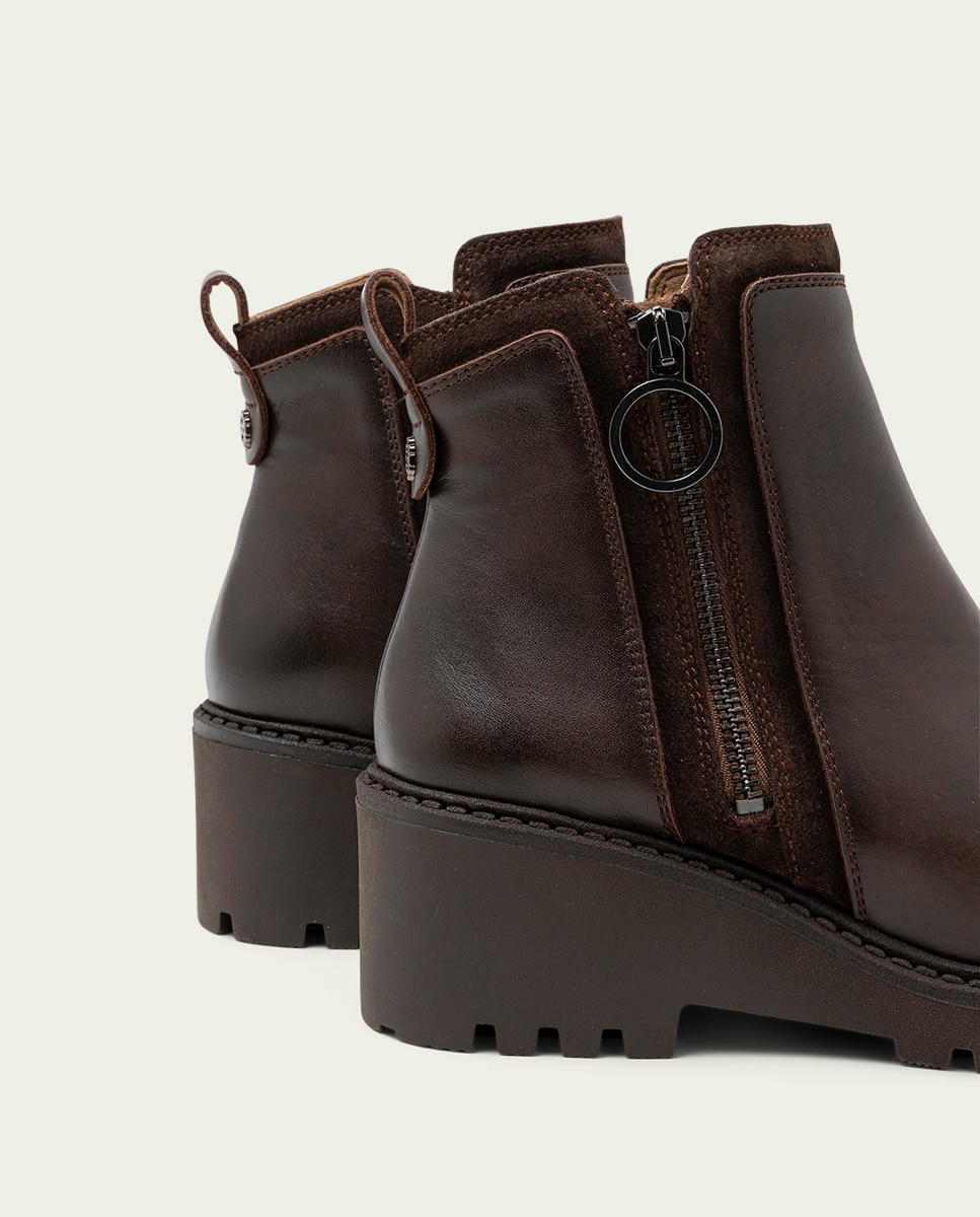 Botines de mujer de serraje con cremallera - Porronet - Moka Moka-5