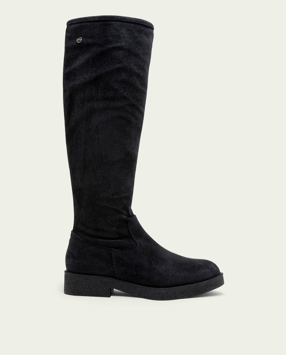 Bota alta de mujer de serraje con cremallera - Porronet - Carbono Carbono-1