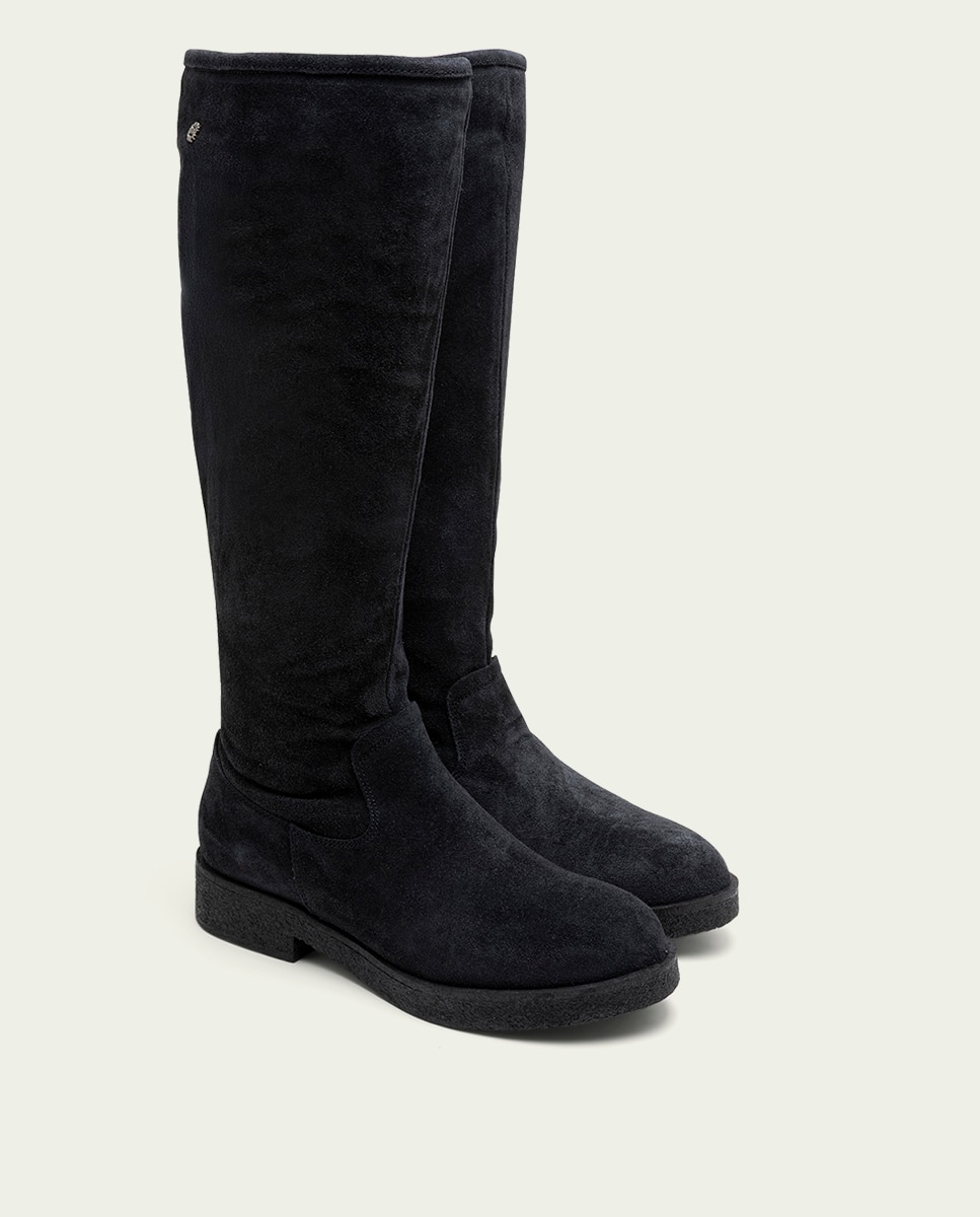 Bota alta de mujer de serraje con cremallera - Porronet - Carbono Carbono-2