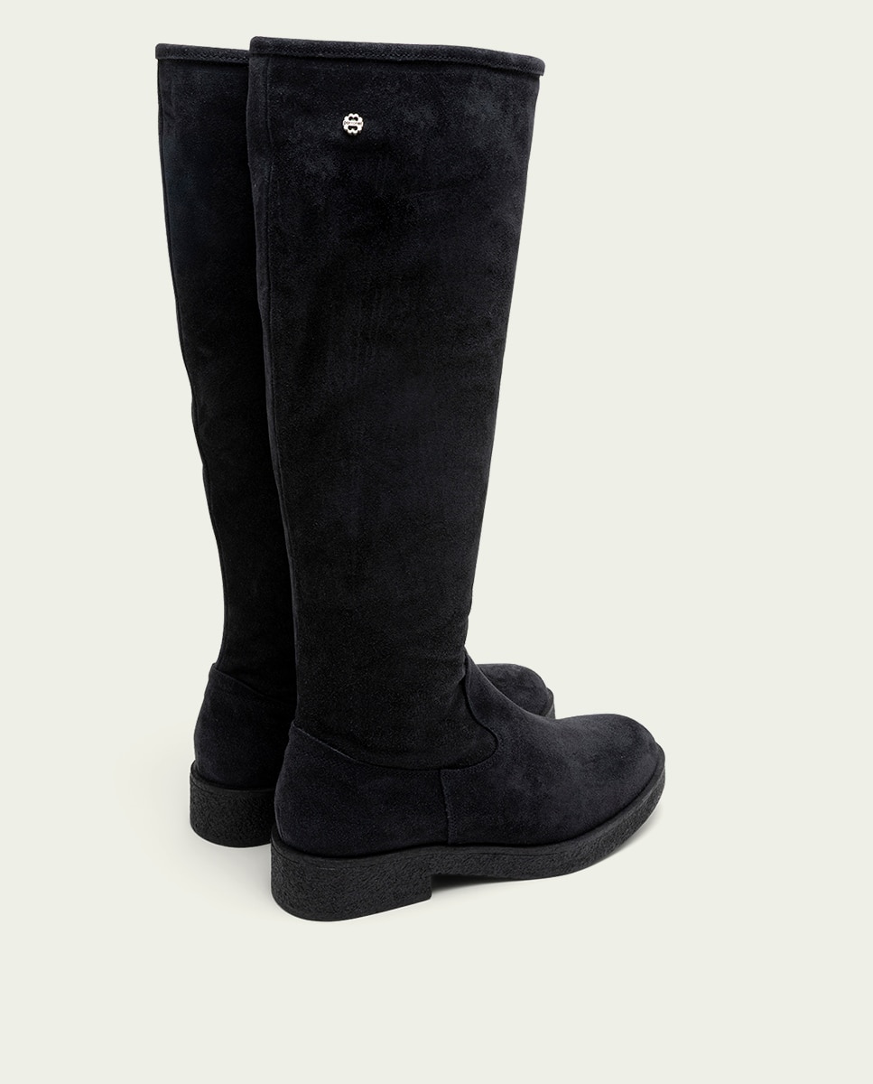 Bota alta de mujer de serraje con cremallera - Porronet - Carbono Carbono-3
