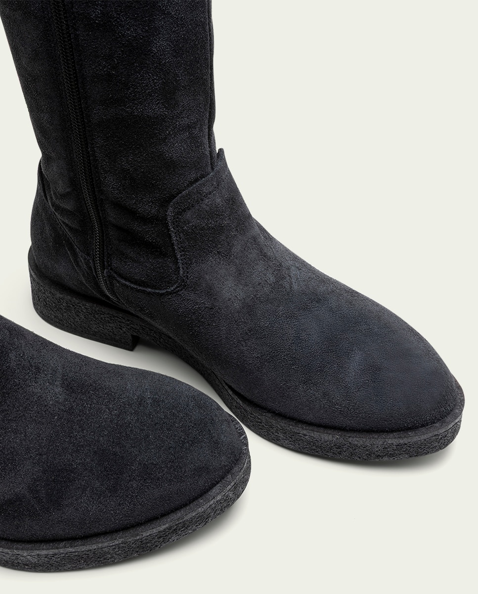 Bota alta de mujer de serraje con cremallera - Porronet - Carbono Carbono-5