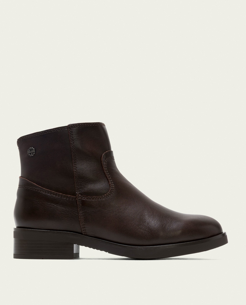 Botines de mujer de piel con cremallera - Porronet - Moka Moka-1