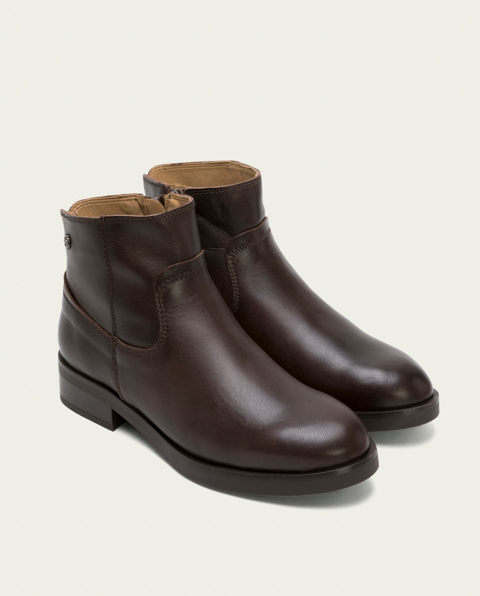 Botines de mujer de piel con cremallera - Porronet - Moka Moka-3