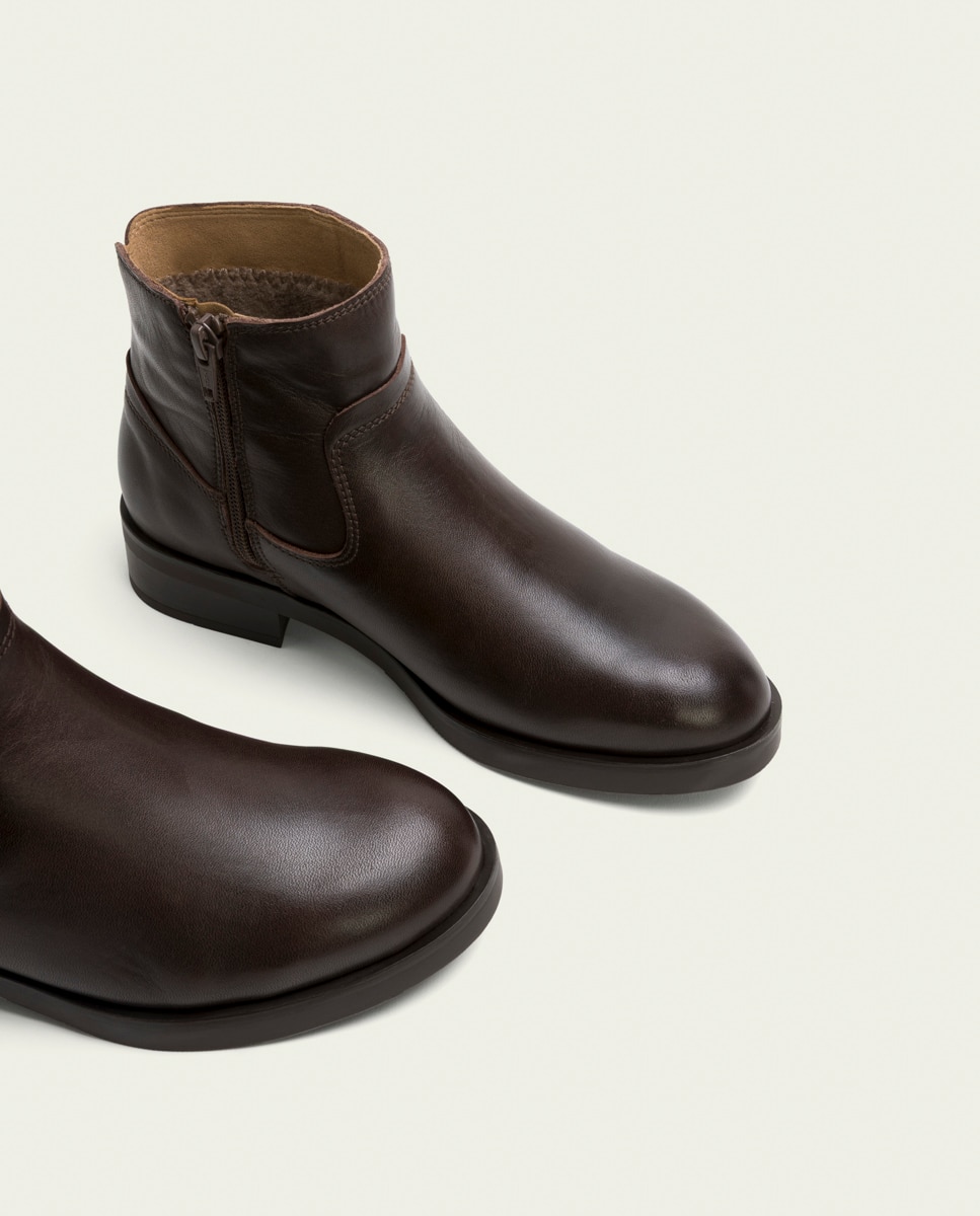 Botines de mujer de piel con cremallera - Porronet - Moka Moka-4