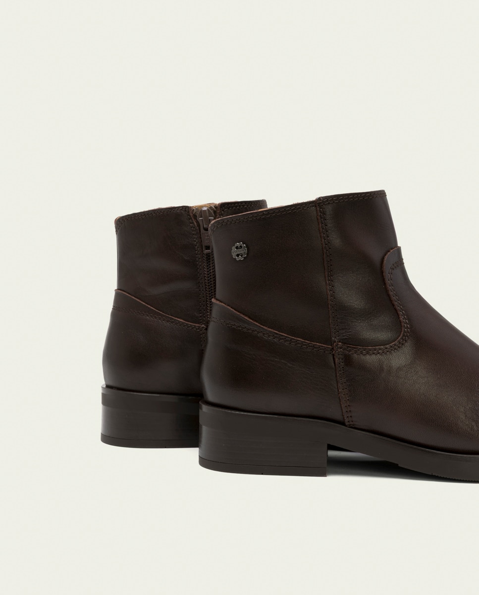 Botines de mujer de piel con cremallera - Porronet - Moka Moka-5
