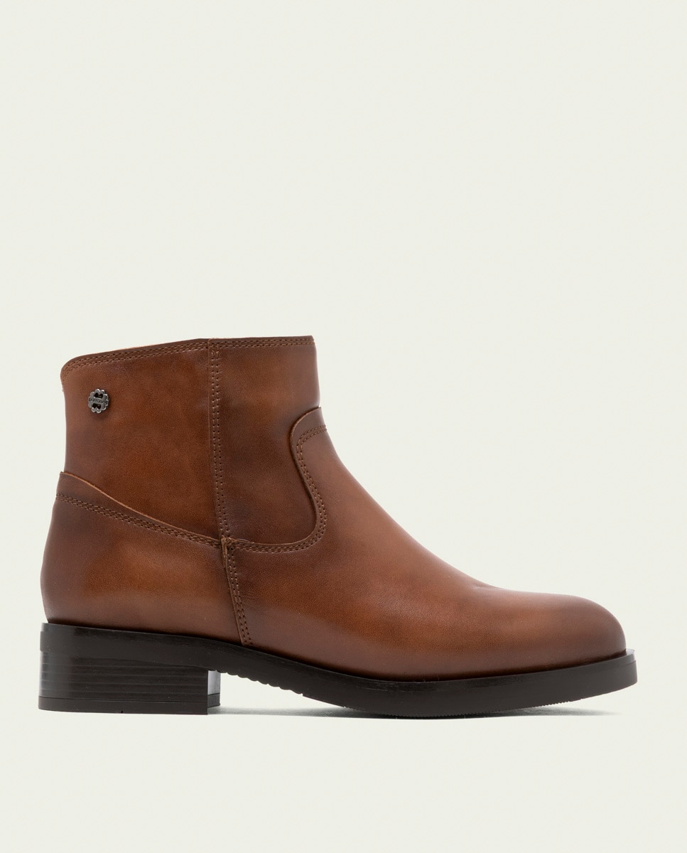 Botines de mujer de piel con cremallera - Porronet - Cuero Cuero-1