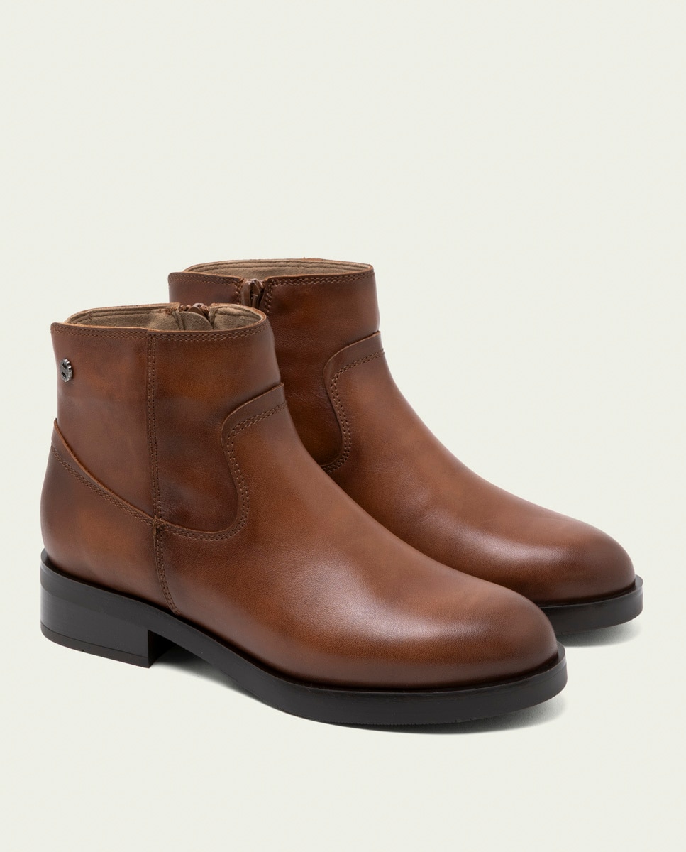 Botines de mujer de piel con cremallera - Porronet - Cuero Cuero-3