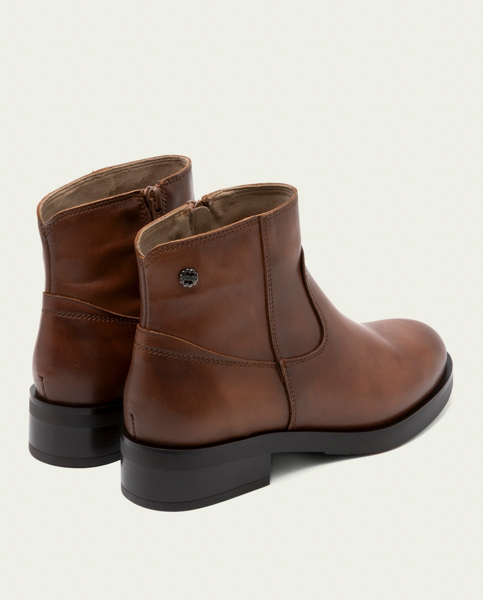 Botines de mujer de piel con cremallera - Porronet - Cuero Cuero-2