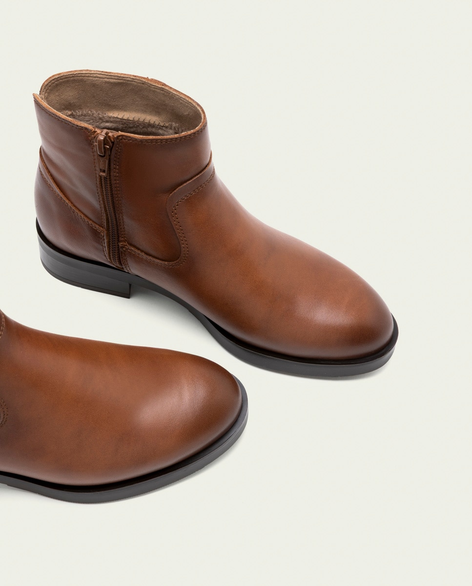 Botines de mujer de piel con cremallera - Porronet - Cuero Cuero-4