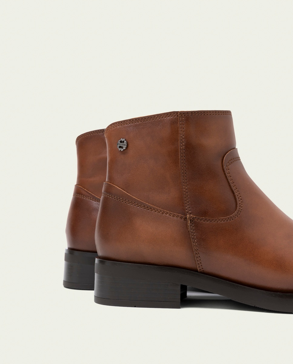 Botines de mujer de piel con cremallera - Porronet - Cuero Cuero-5