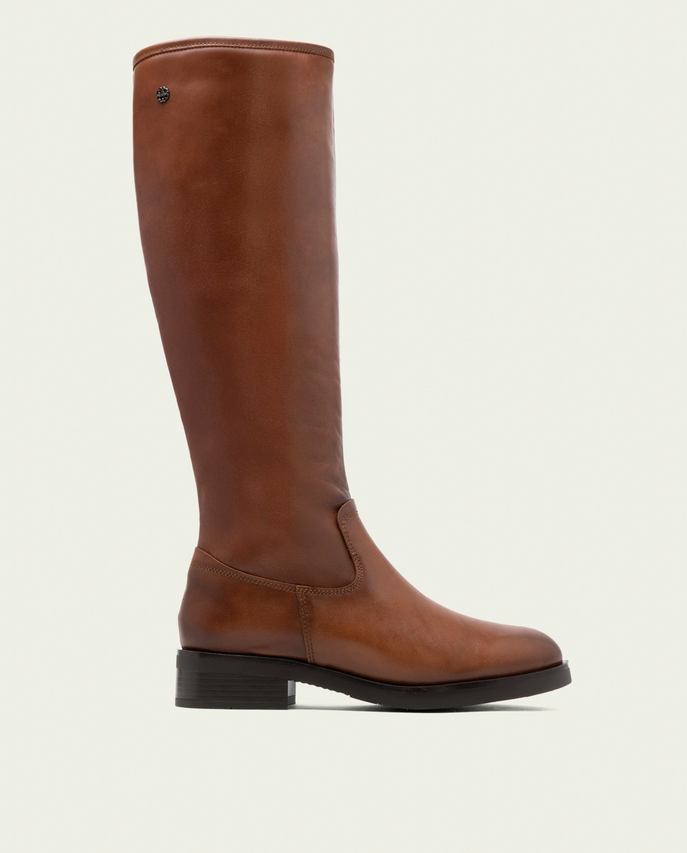 Bota alta de mujer de piel con cremallera - Porronet - Cuero Cuero-1