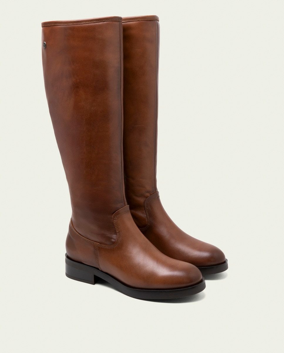 Bota alta de mujer de piel con cremallera - Porronet - Cuero Cuero-2