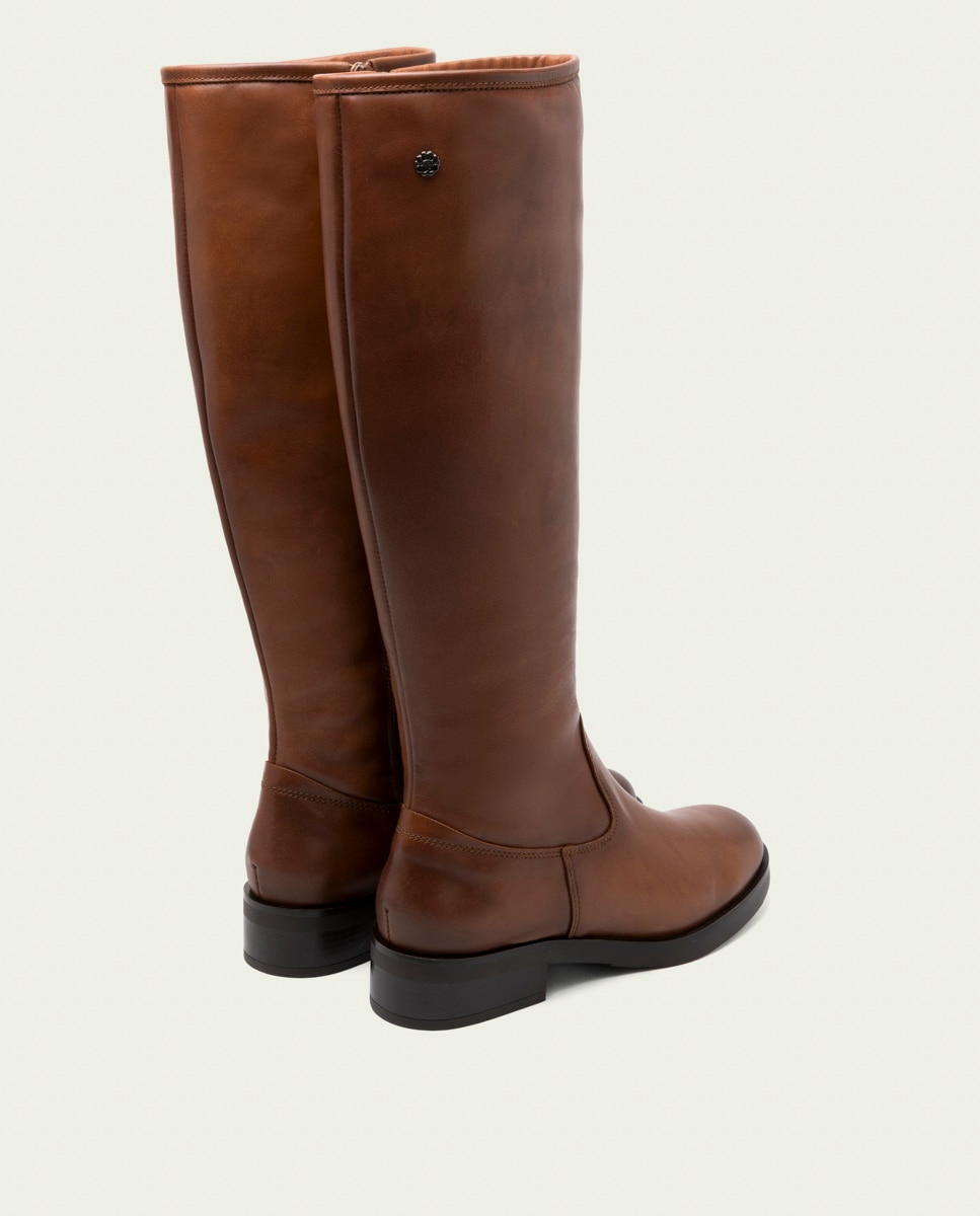 Bota alta de mujer de piel con cremallera - Porronet - Cuero Cuero-3