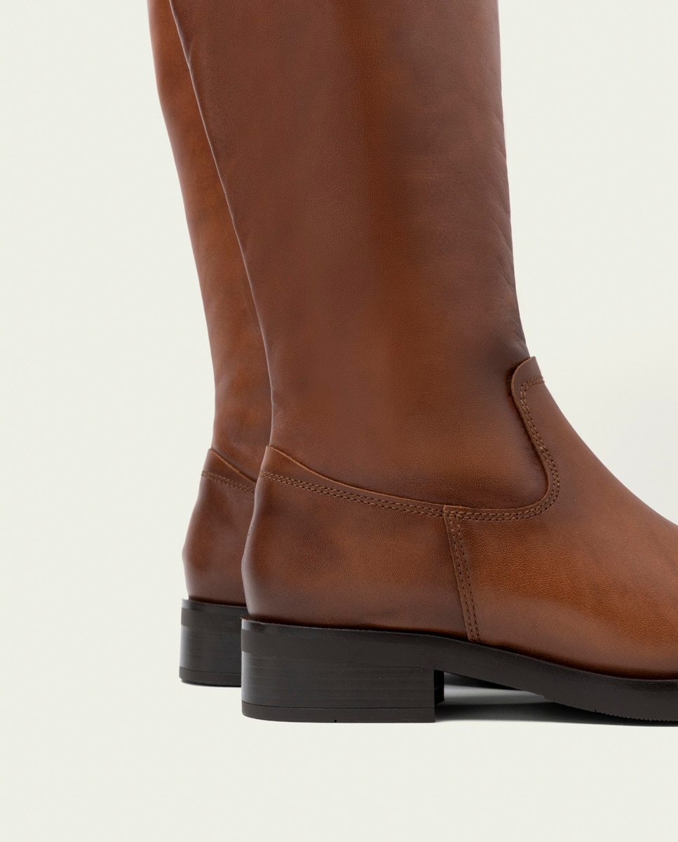 Bota alta de mujer de piel con cremallera - Porronet - Cuero Cuero-5