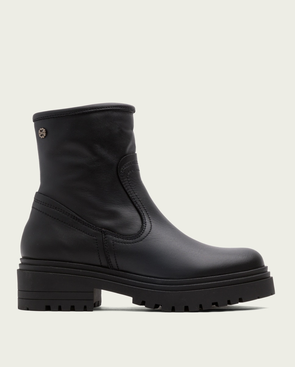 Botines de mujer de piel con cremallera - Porronet - Negro Negro-1