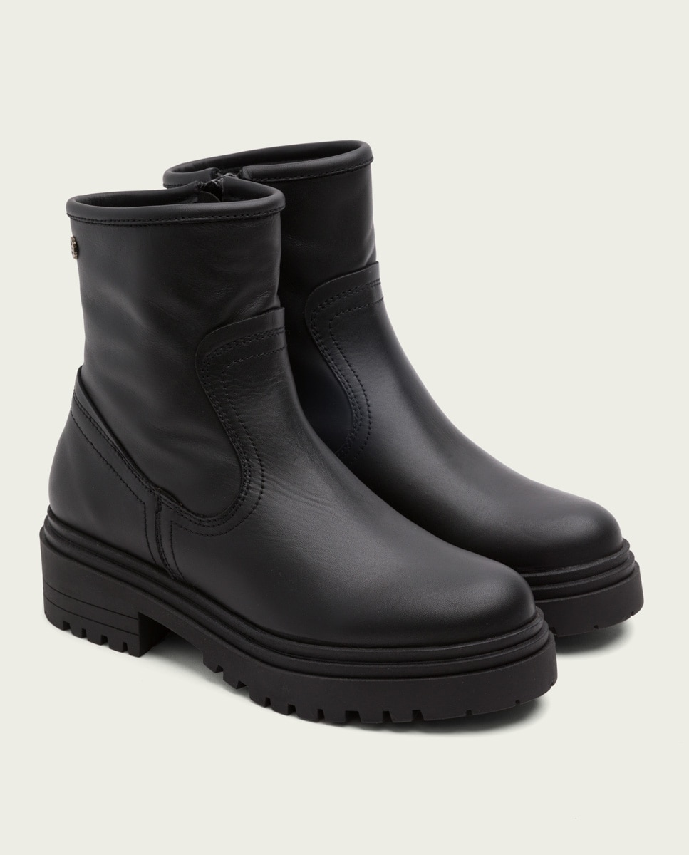 Botines de mujer de piel con cremallera - Porronet - Negro Negro-3