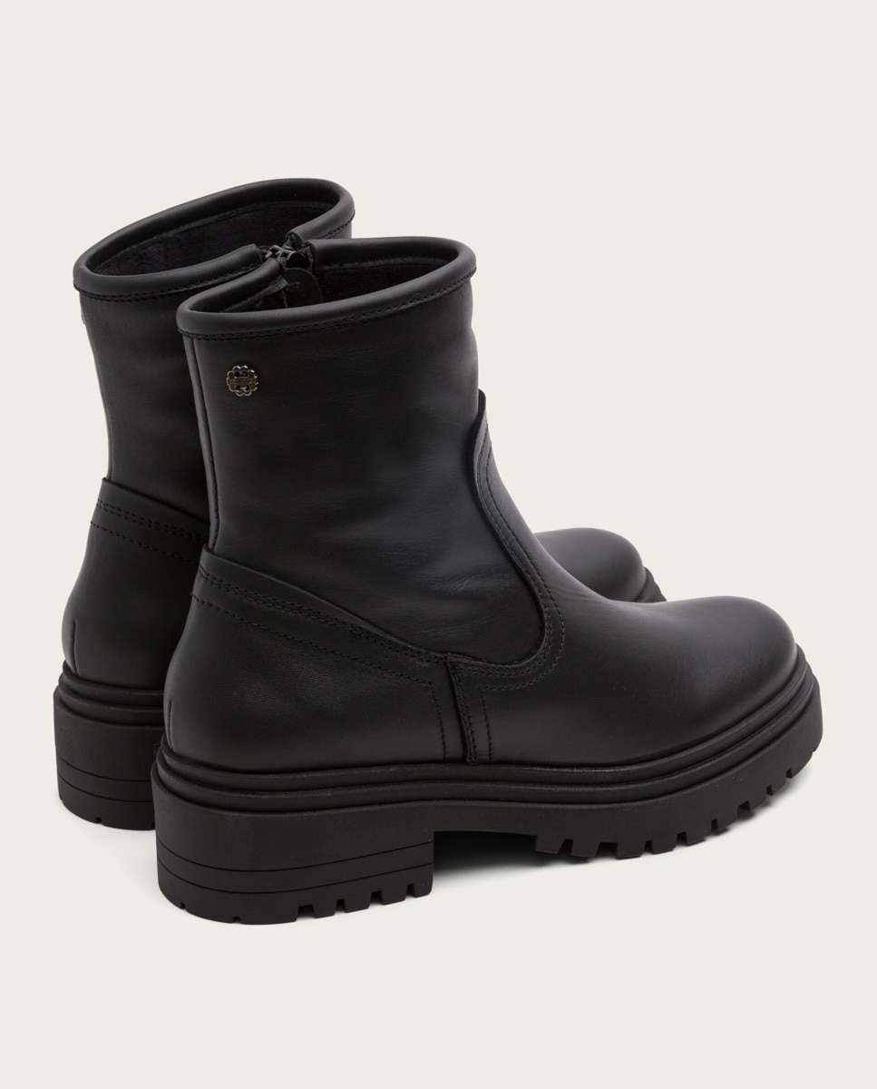 Botines de mujer de piel con cremallera - Porronet - Negro Negro-2
