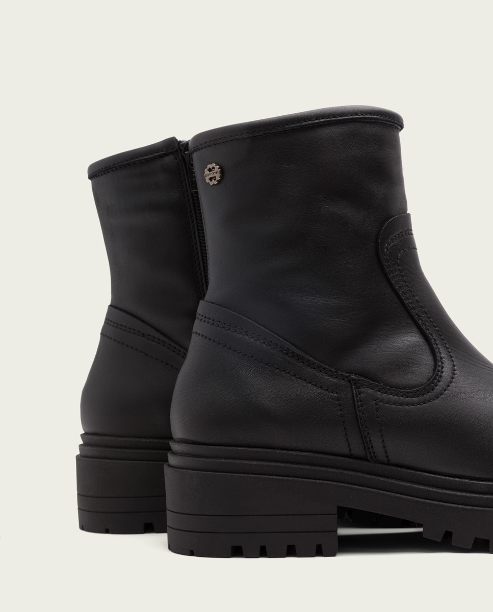 Botines de mujer de piel con cremallera - Porronet - Negro Negro-4