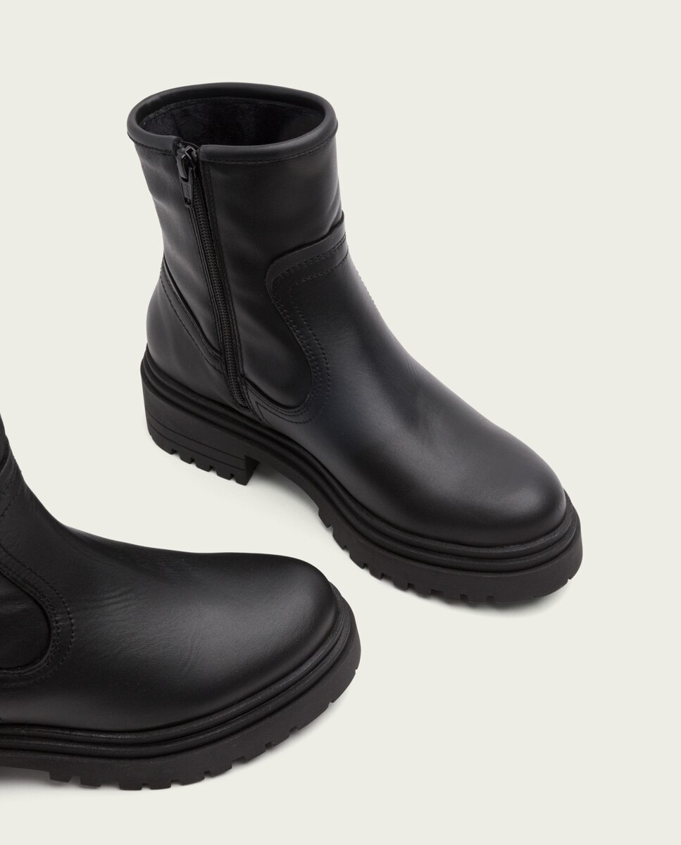 Botines de mujer de piel con cremallera - Porronet - Negro Negro-5