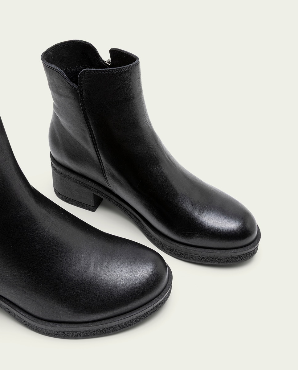 Botines de mujer de piel con cremallera - Porronet - Negro Negro-4
