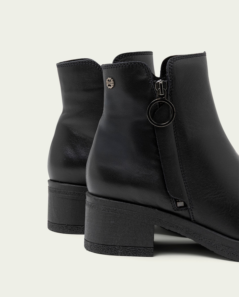 Botines de mujer de piel con cremallera - Porronet - Negro Negro-5
