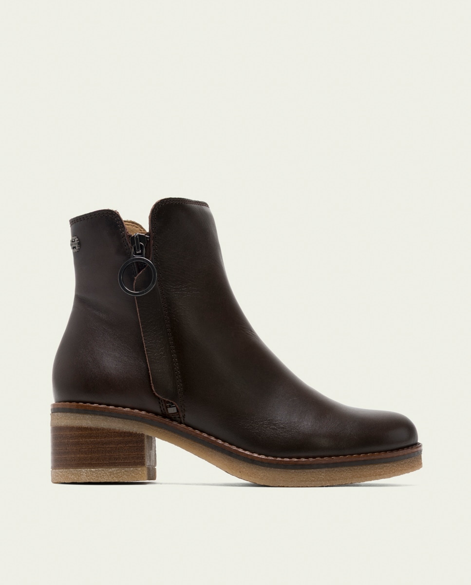 Botines de mujer de piel con cremallera - Porronet - Moka Moka-1