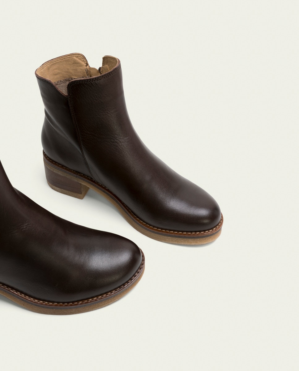 Botines de mujer de piel con cremallera - Porronet - Moka Moka-4
