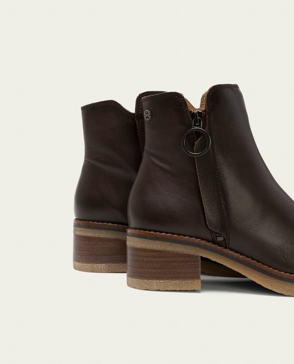 Botines de mujer de piel con cremallera - Porronet - Moka Moka-5