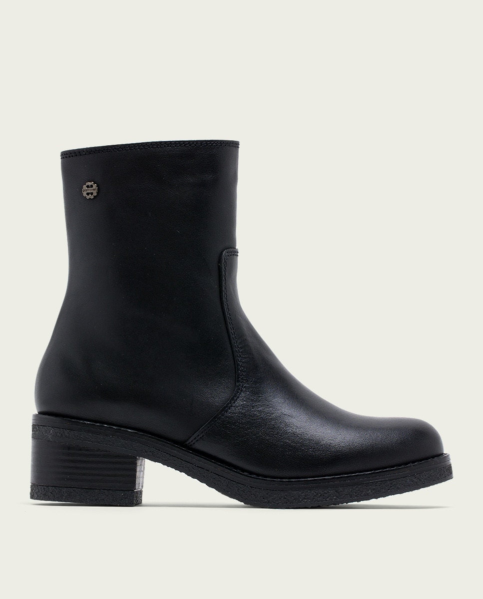 Botines de mujer de piel con cremallera - Porronet - Negro Negro-1