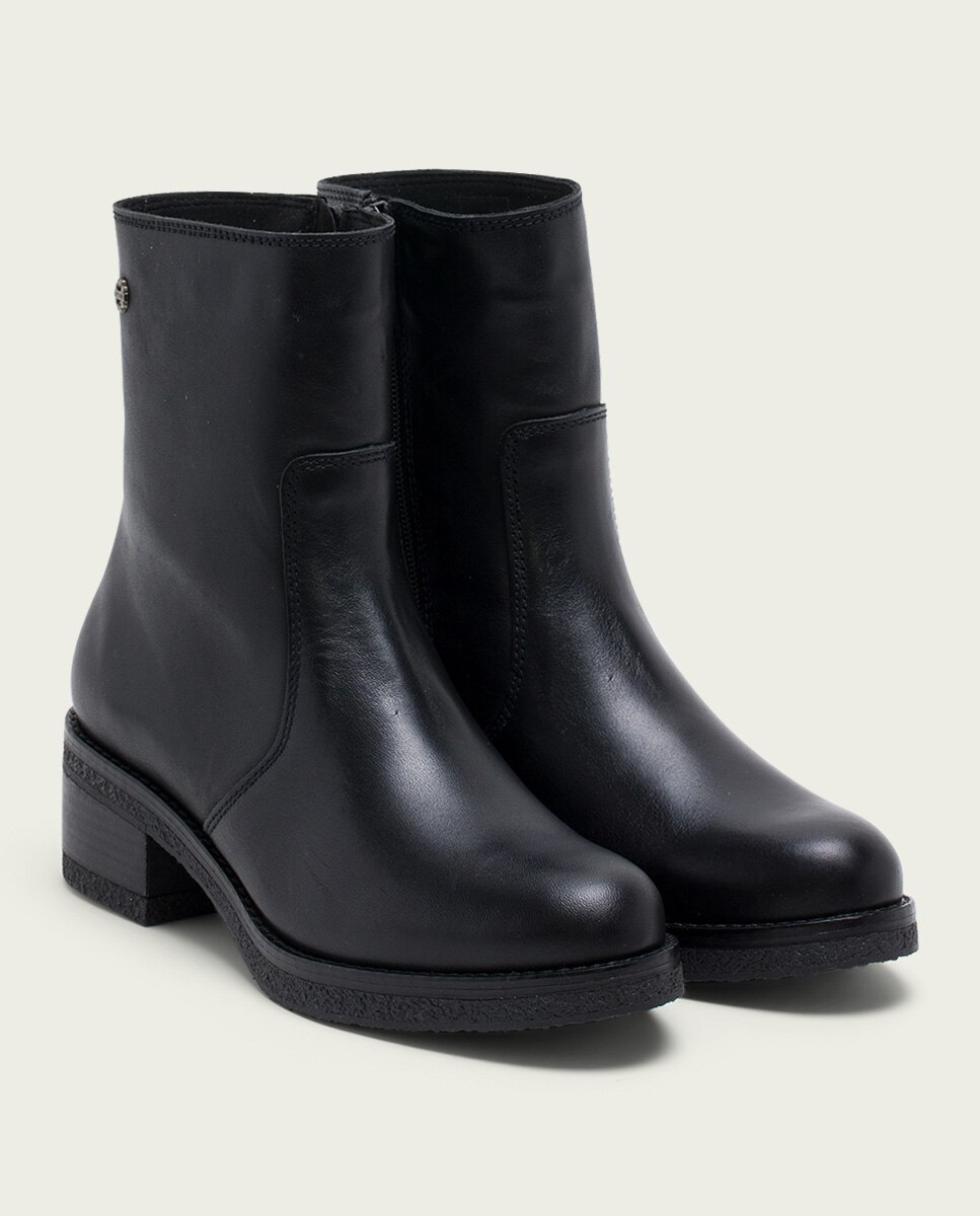 Botines de mujer de piel con cremallera - Porronet - Negro Negro-3
