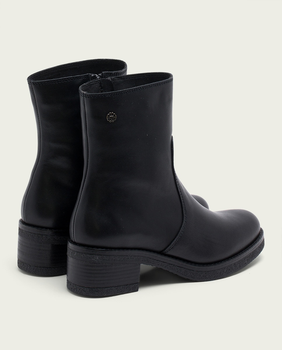 Botines de mujer de piel con cremallera - Porronet - Negro Negro-2