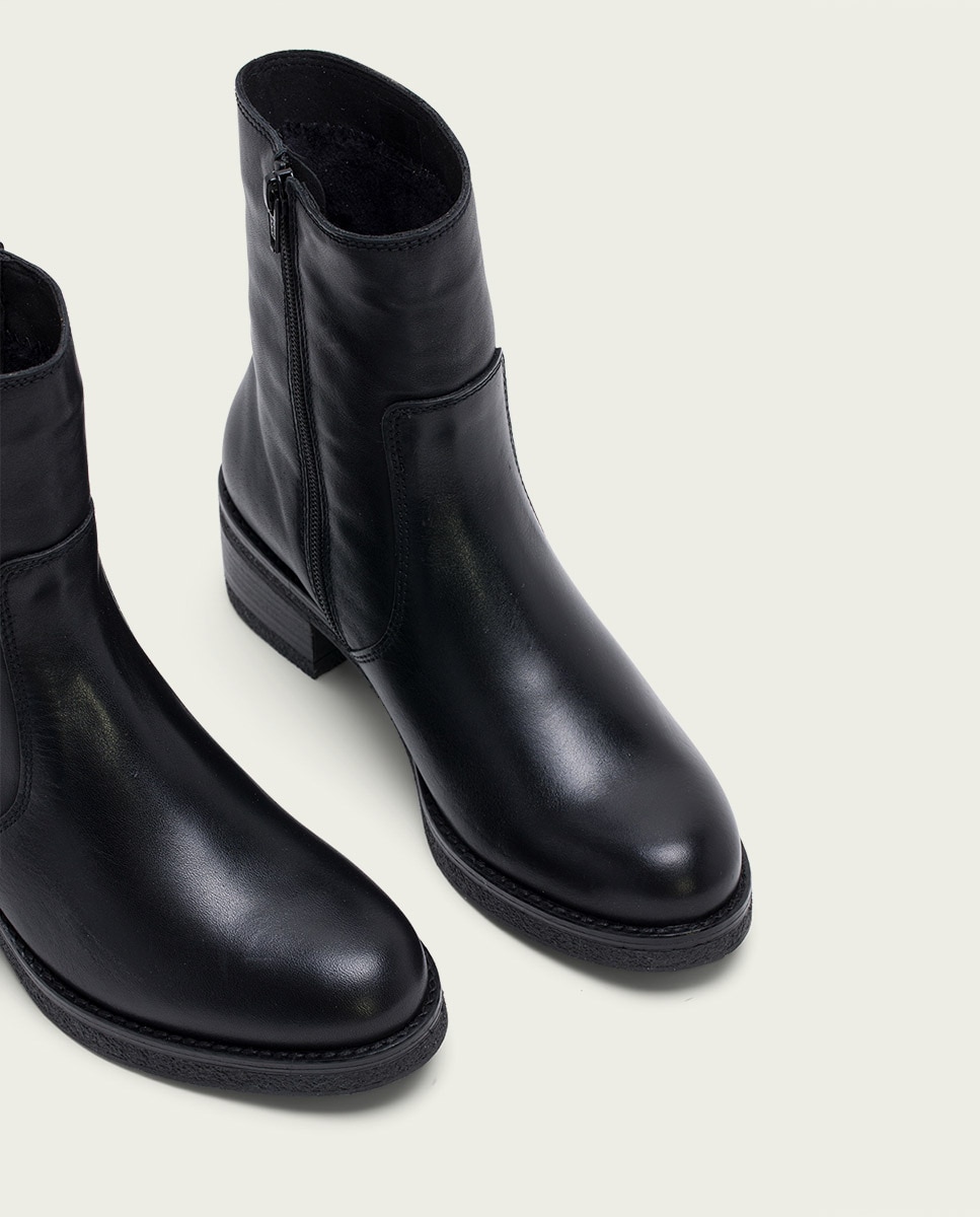 Botines de mujer de piel con cremallera - Porronet - Negro Negro-5