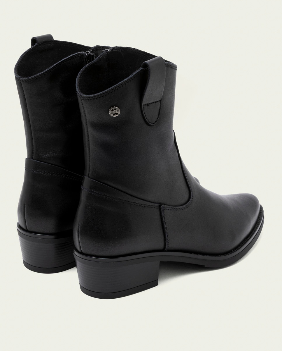 Botines básicos de mujer de piel con cremallera - Porronet - Negro Negro-2