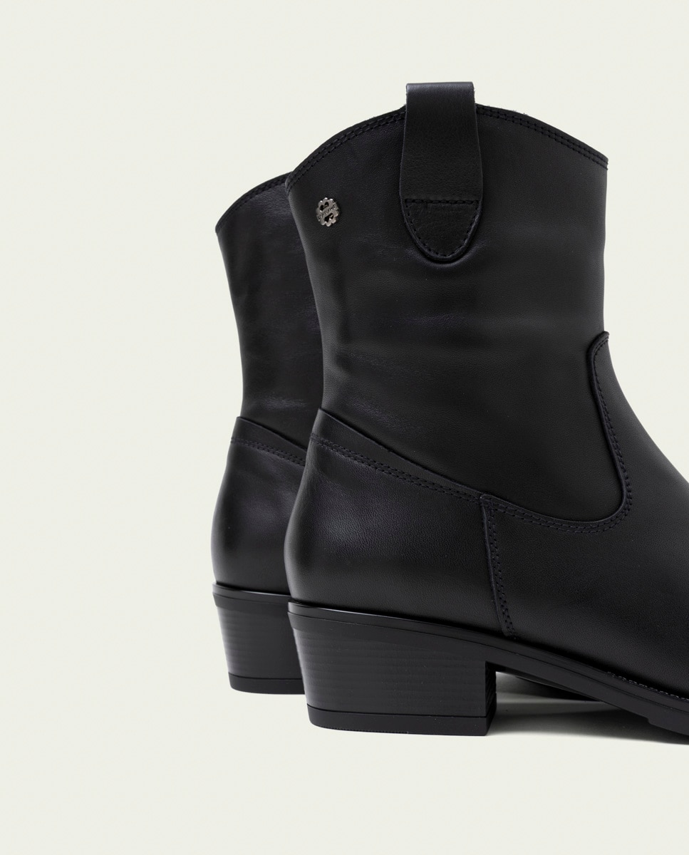Botines básicos de mujer de piel con cremallera - Porronet - Negro Negro-5