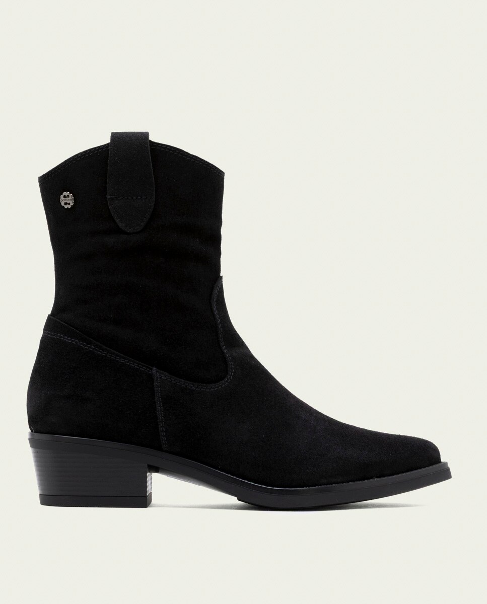 Botines de mujer de serraje con cremallera - Porronet - Negro Negro-1
