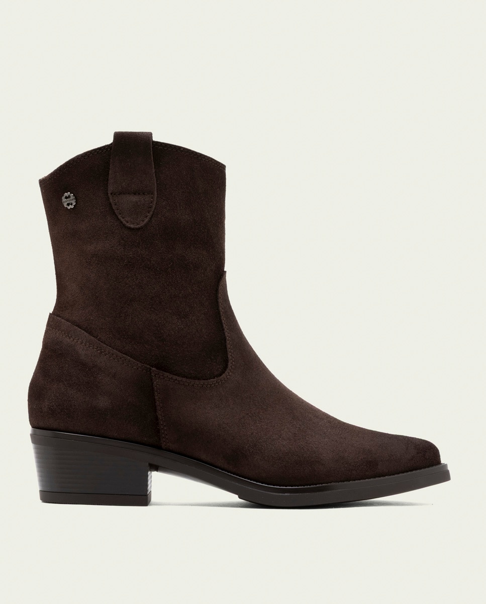Botines de mujer de serraje con cremallera - Porronet - Moka Moka-1