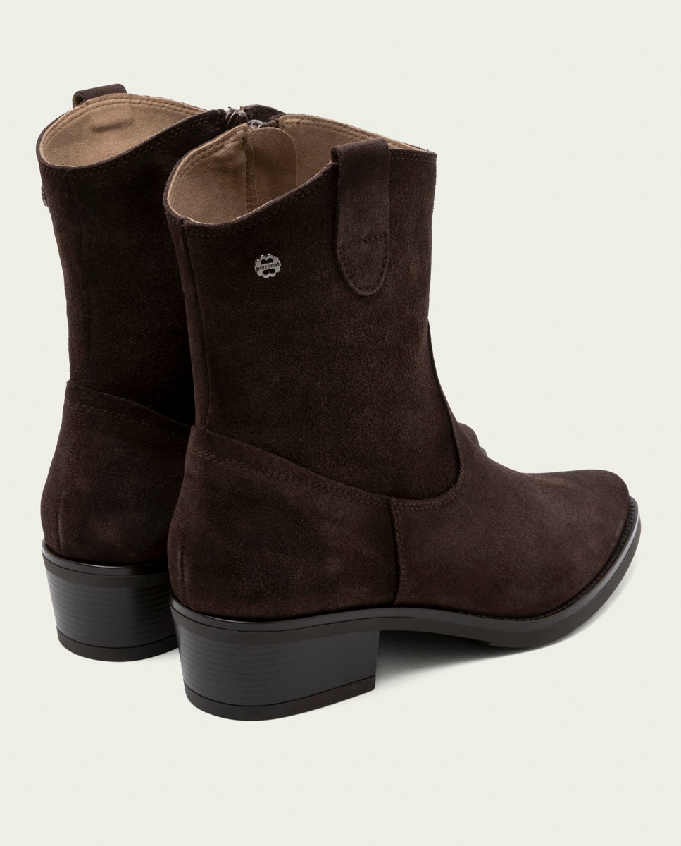 Botines de mujer de serraje con cremallera - Porronet - Moka Moka-2
