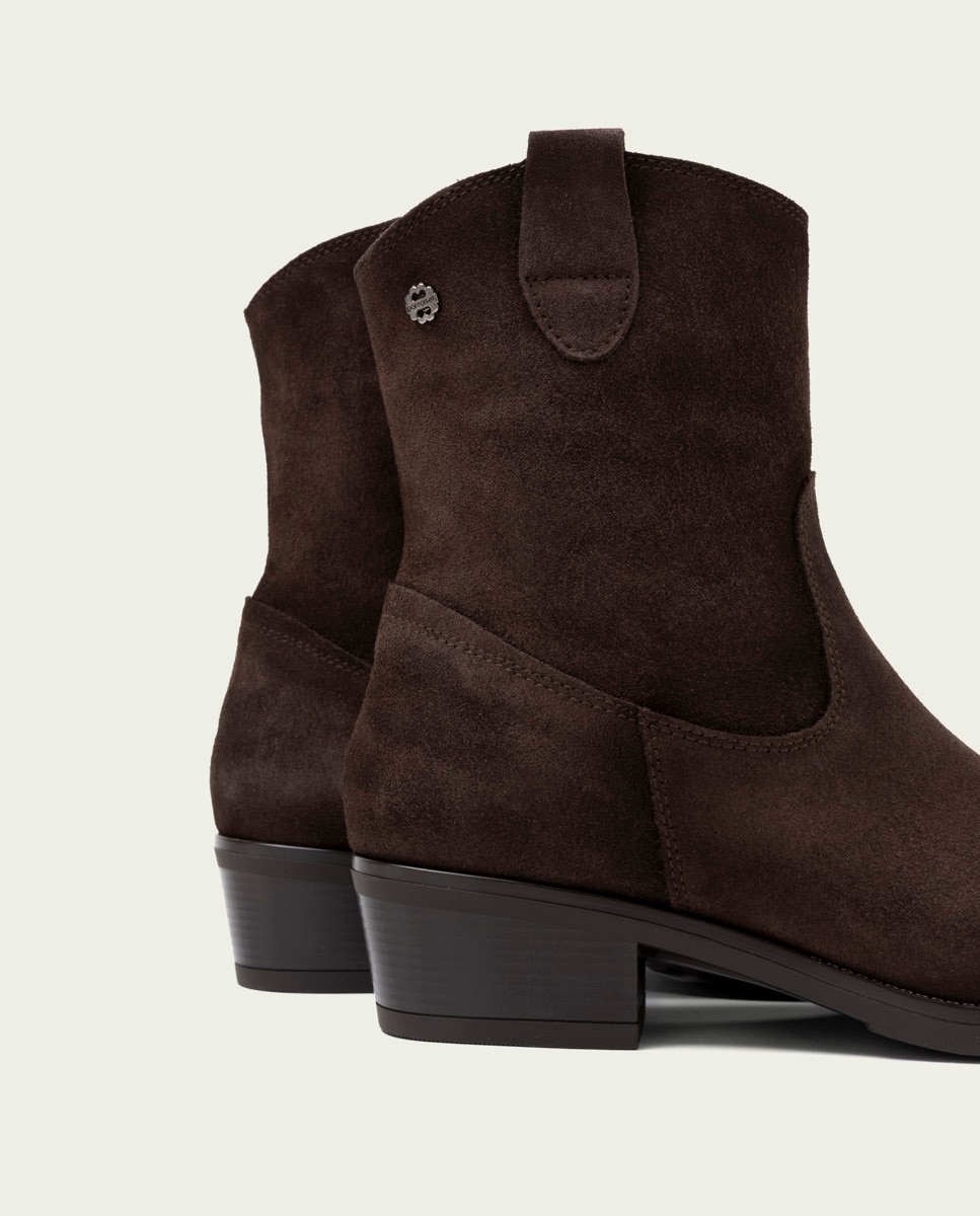 Botines de mujer de serraje con cremallera - Porronet - Moka Moka-5