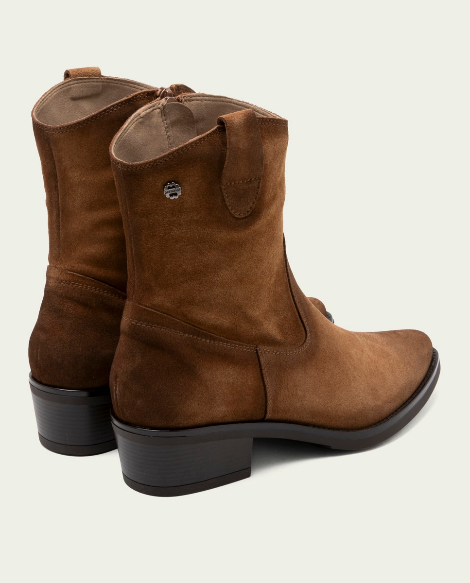 Botines de mujer de serraje con cremallera - Porronet - Cuero Cuero-2