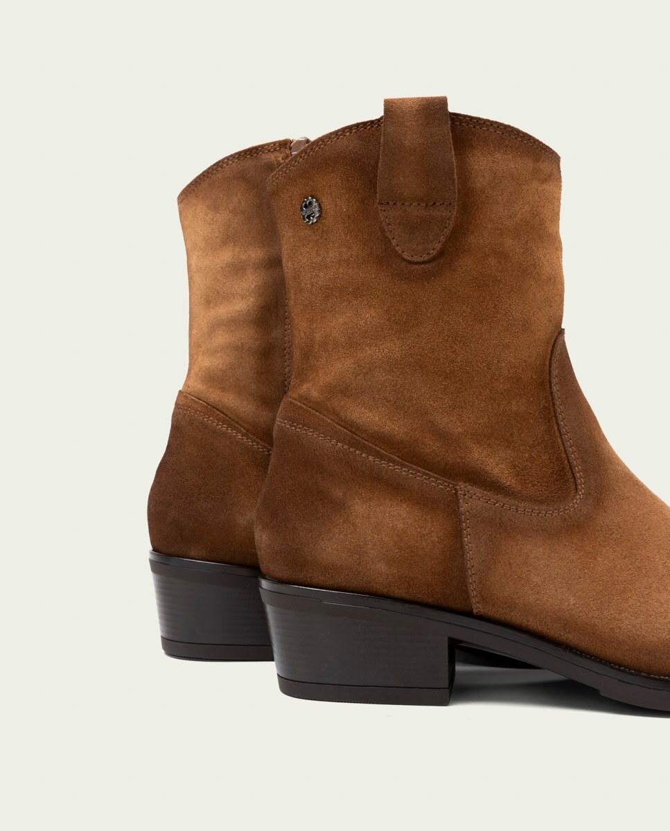 Botines de mujer de serraje con cremallera - Porronet - Cuero Cuero-5