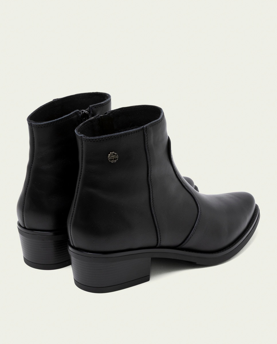Botines de mujer de piel con cremallera - Porronet - Negro Negro-2